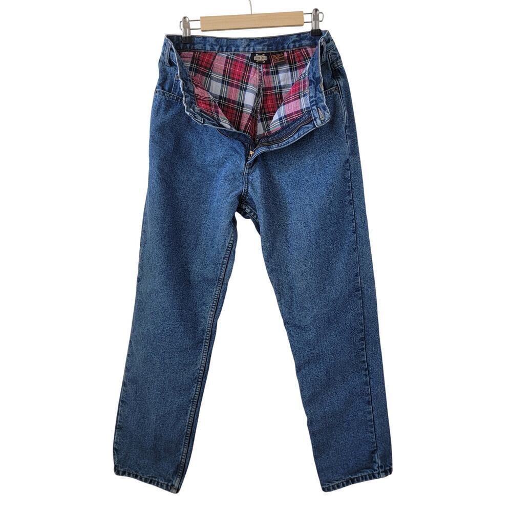 Guide Gear Flannel Lined MOM Jeans High Rise Relaxed Fit Chore Denim Pants